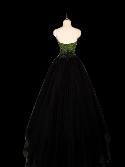 Robe de soirée bustier en tulle noir pour le bal P1985