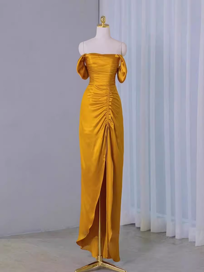Scheide Schulterfrei Gelbe Ballkleider Abendkleid P1987