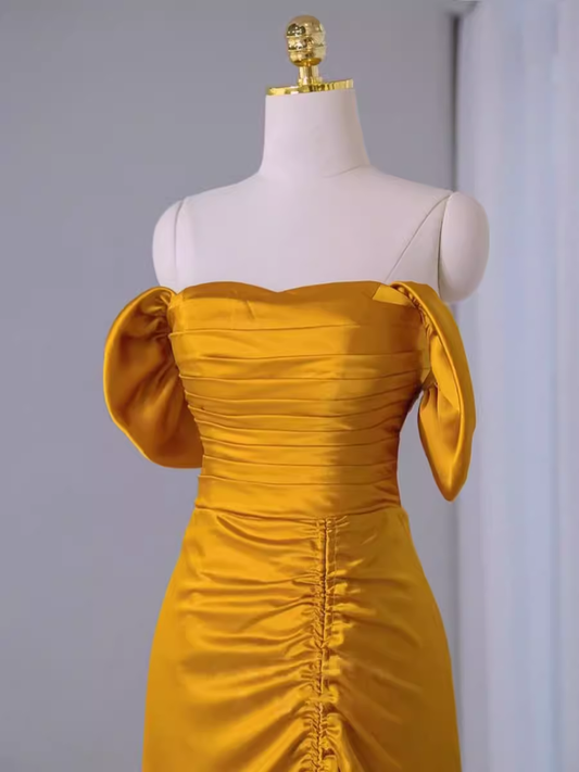 Sheath Off The Shoulder Yellow Prom Dresses Evening Dress P1987