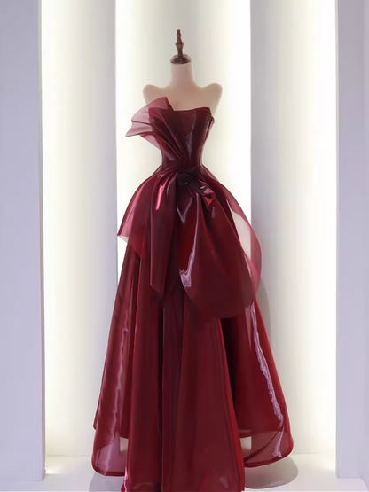 Robe de bal bustier bordeaux en organza Robe de soirée P1991
