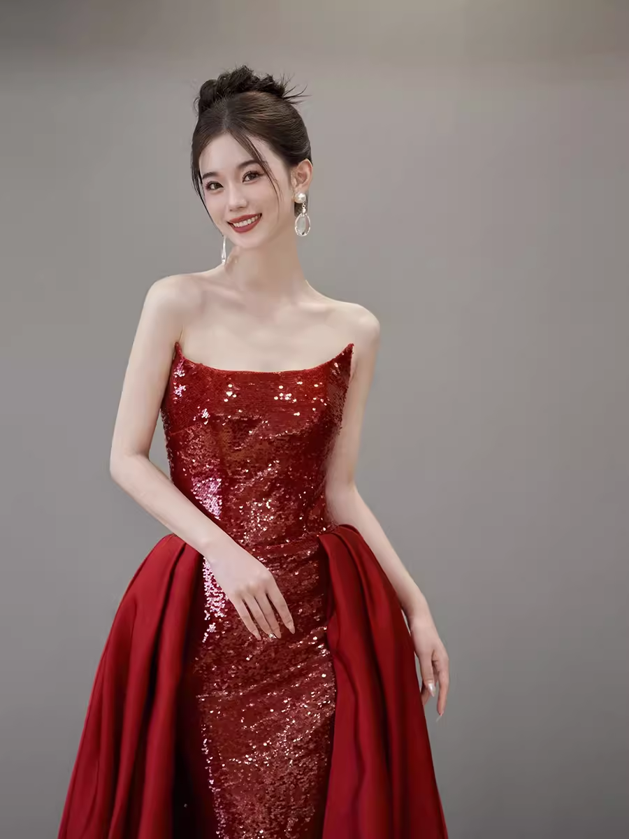 red sequin dress long Primavera Couture 3792 Prom Size 000, 0 000 / Red Mermaid Style Fabric Leely Women Sparkly Red Sequin