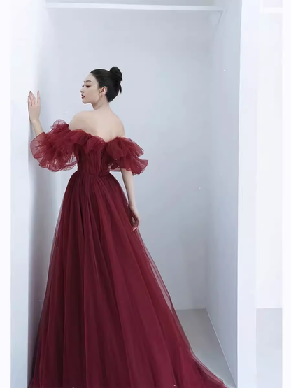 Robe de bal bustier bordeaux, robes de soirée de bal P2158