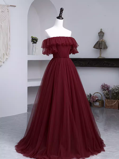 Robe de bal bustier bordeaux, robes de soirée de bal P2158