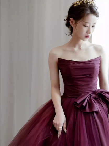 Robe de bal bustier bordeaux, robes de soirée pour le bal P2159