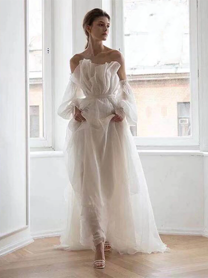 Robe de bal longue en organza blanc Robes de soirée formelles P2202