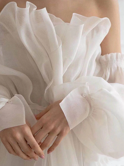 Robe de bal longue en organza blanc Robes de soirée formelles P2202