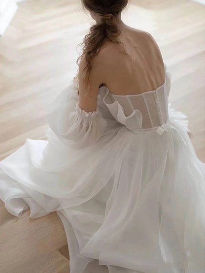 green emerald velvet dress A line White Long Organza Prom Dress Formal Dresses P2202 – PreppyDress