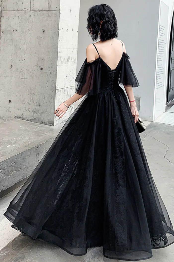Beautiful Black Off the Shoulder Evening Dress Prom Dresses P2230 – PreppyDress