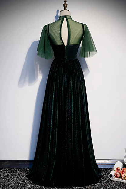 Grünes Samt langes A-Linie Ballkleid Abendkleider P2231
