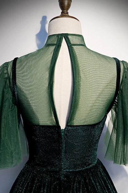 Grünes Samt langes A-Linie Ballkleid Abendkleider P2231
