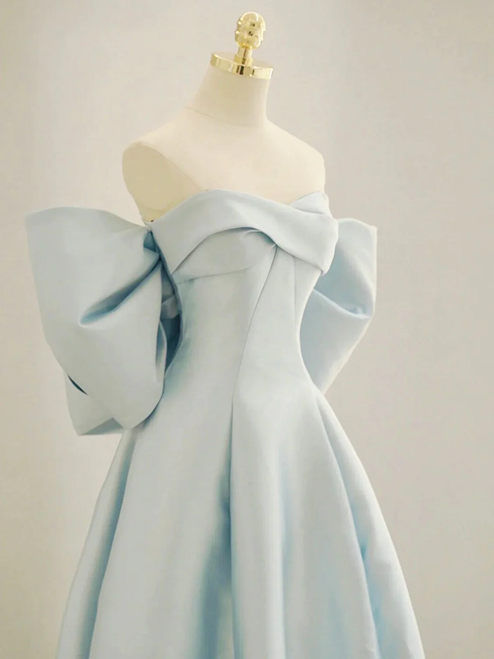 Simple Blue One Shoulder Long Prom Dress Y5752 main image 1