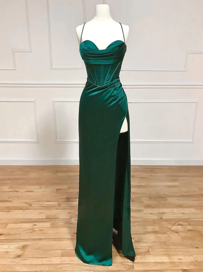 Grünes Meerjungfrauen-Abendkleid mit Herzausschnitt P2240