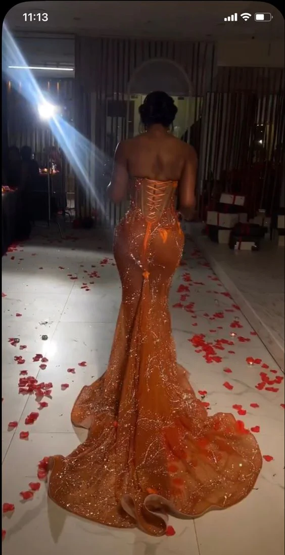 Mermaid Orange Prom Dresses Sleeveless 17th Birthday Outfits P394 PreppyDress Mermaid Orange Prom Dresses Sleeveless 17th Birthday Outfits P394 PreppyDress