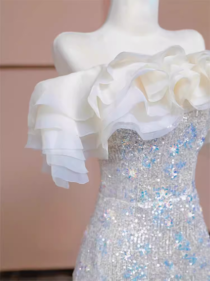 Pretty Mermaid Off The Shoulder Sequin Long Evening Party Dress Prom Dresses PD0039