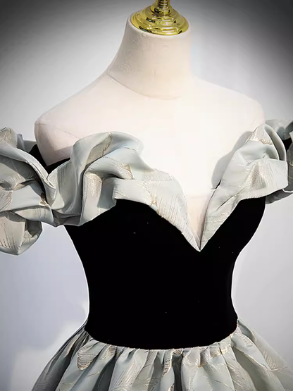 Wunderschönes A-Linien-Off-Shoulder-Satin-Abendkleid Ballkleid PD0051