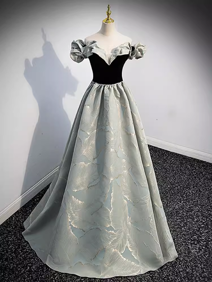 Wunderschönes A-Linien-Off-Shoulder-Satin-Abendkleid Ballkleid PD0051