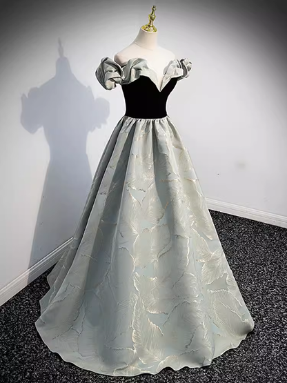 Wunderschönes A-Linien-Off-Shoulder-Satin-Abendkleid Ballkleid PD0051