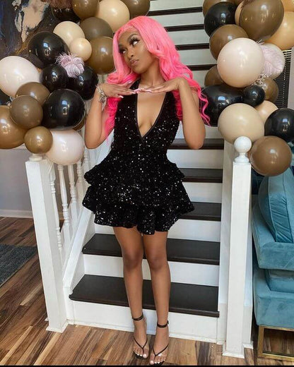 Simple 17th Birthday Dresses Sequin Birthday Outfits P284