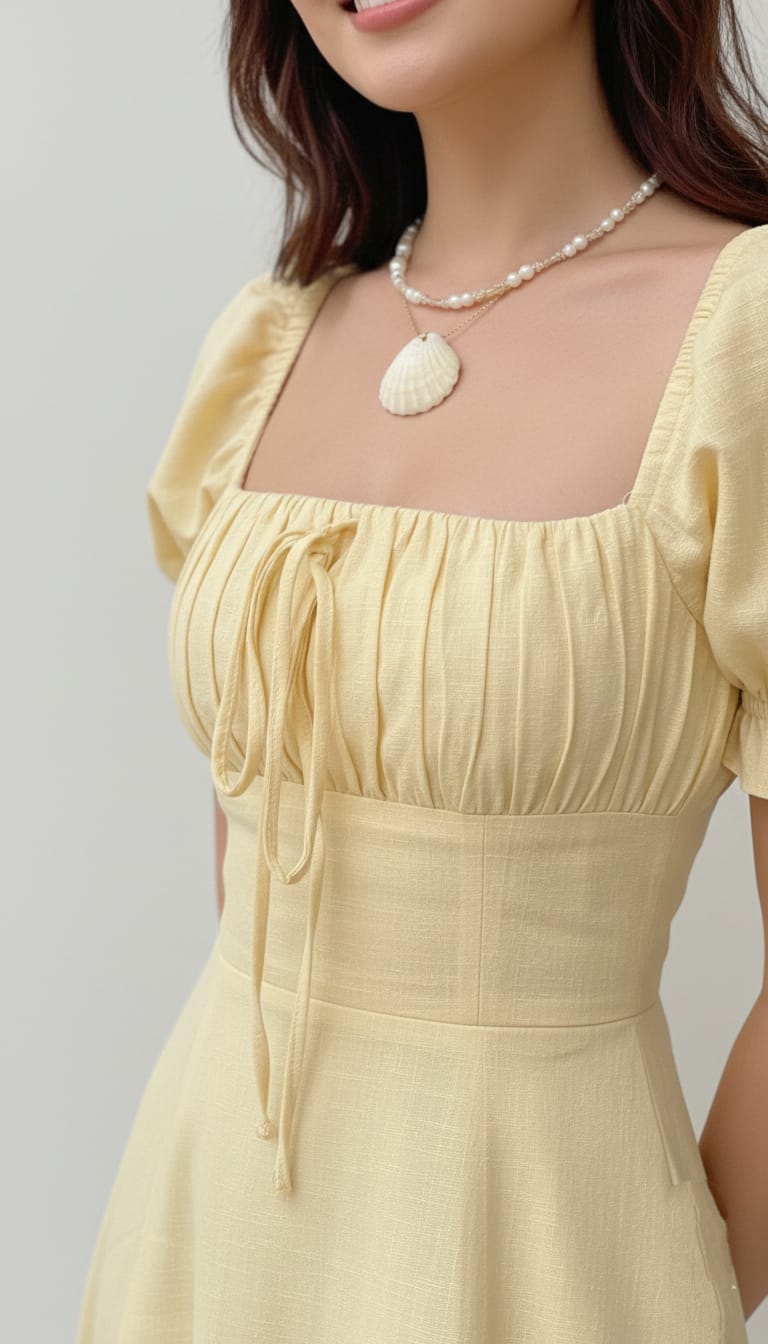 Light Yellow A-line Prom Dress with Puff Sleeves P1673 PreppyDress Light Yellow A-line Prom Dress with Puff Sleeves P1673 PreppyDress