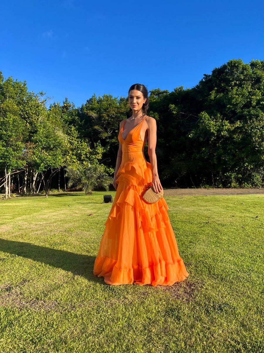 A Line Orange Long Prom Dresses V Neck Formal Dress Outfits P1899 PreppyDress A Line Orange Long Prom Dresses V Neck Formal Dress Outfits P1899 PreppyDress