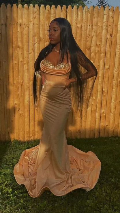 Träger Abiballkleider Perlen Mieder Glitzerndes Abschlussballkleid Geburtstagsoutfits P376