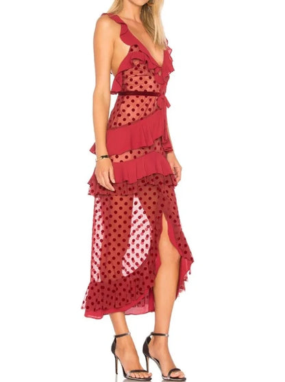 Sexy Etuikleid Träger Chiffon Lang Gestuft Burgund Ballkleid P1753