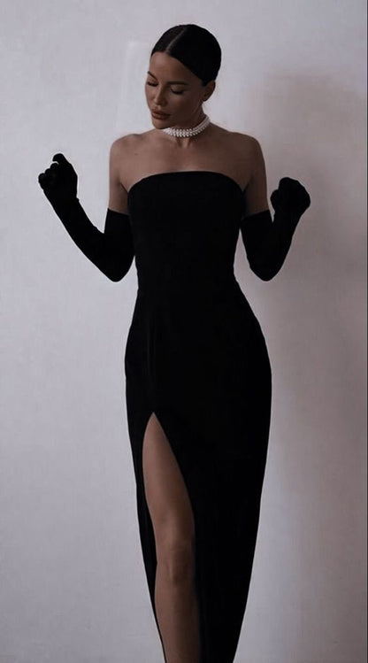 Modest Mermaid Black Prom Dresses With Gloves 22th Birthday Outfit P41 – PreppyDress
