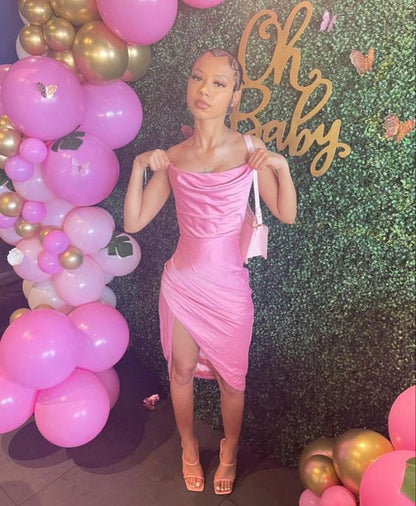 Prinzessin 17. Geburtstag Kleider Rosa Schlitz Geburtstagskleid für Teenager P357