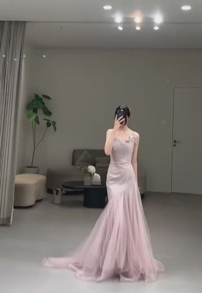 Feen-Meerjungfrau Trägerloses Pinkes Ballkleid Abendkleid P2040