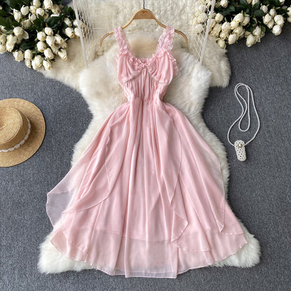 Pinkes A-linienförmiges Modekleid P271