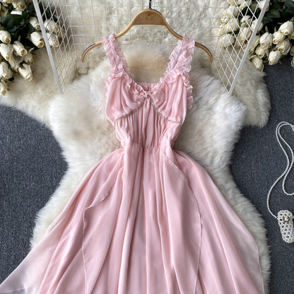 Pinkes A-linienförmiges Modekleid P271