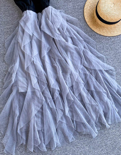 A-Linien Tüllkleid mit V-Ausschnitt Modekleid P265