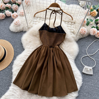 Süßes Schnür-Kurzkleid, A-Linien-Modekleid P274