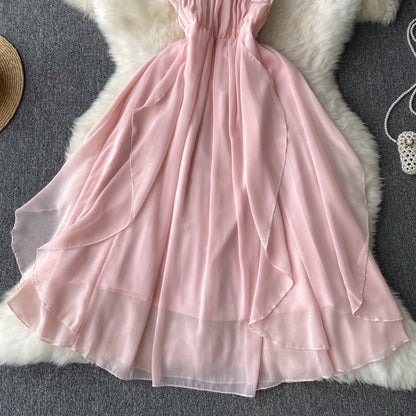 Pinkes A-linienförmiges Modekleid P271