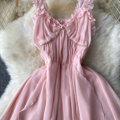 Pinkes A-linienförmiges Modekleid P271