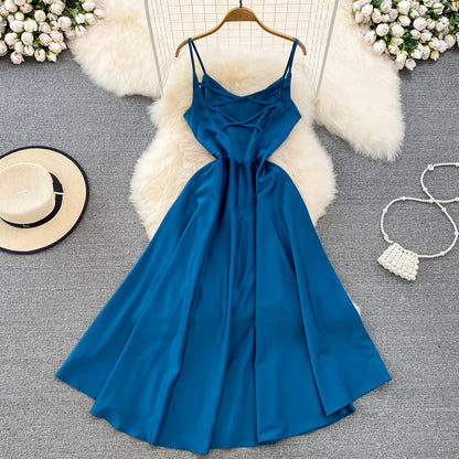 Simple V-neck Long Dresses, A-line Spaghetti Straps Party Dresses P277