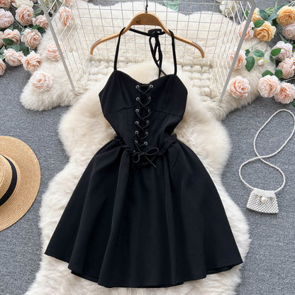 chinese dress ladies Cute Lace-up Short Dress, A-line Fashion Dress P274 – PreppyDress