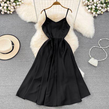 Simple V-neck Long Dresses, A-line Spaghetti Straps Party Dresses P277