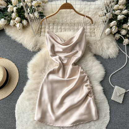 Simple Satin Short Dress, Fashion Dress P270