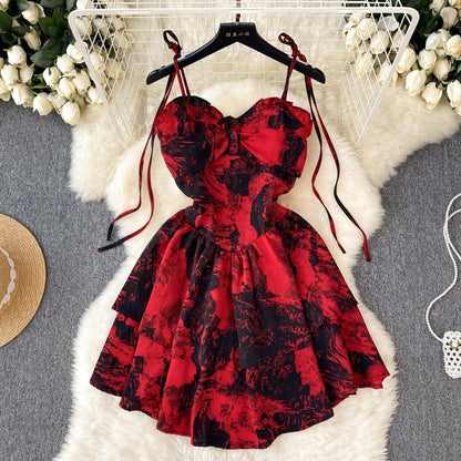 Rotes A-Linien-Kurzkleid, Fashion-Kleid P264