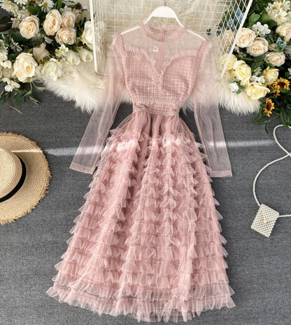 Elegantes A-Linien-Kleid mit langen Ärmeln P261