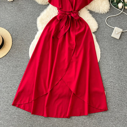 Süßes V-Ausschnitt-Kleid, A-Linien-Modekleid P262