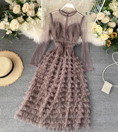 Elegantes A-Linien-Kleid mit langen Ärmeln P261