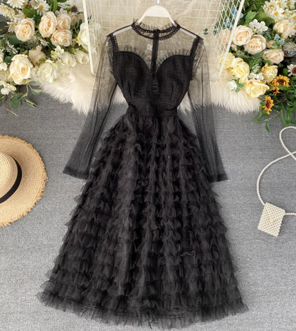 Elegantes A-Linien-Kleid mit langen Ärmeln P261