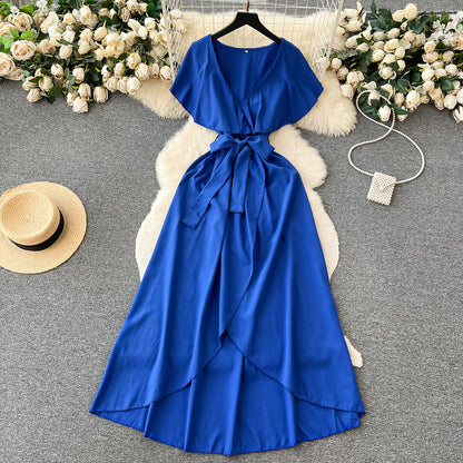 Süßes V-Ausschnitt-Kleid, A-Linien-Modekleid P262