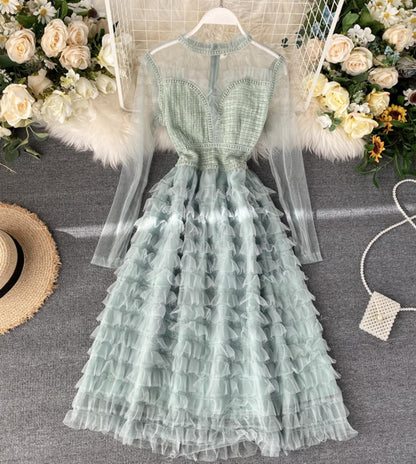 Elegantes A-Linien-Kleid mit langen Ärmeln P261