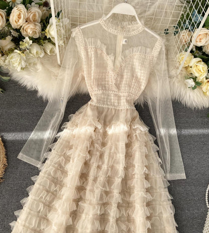 Elegantes A-Linien-Kleid mit langen Ärmeln P261