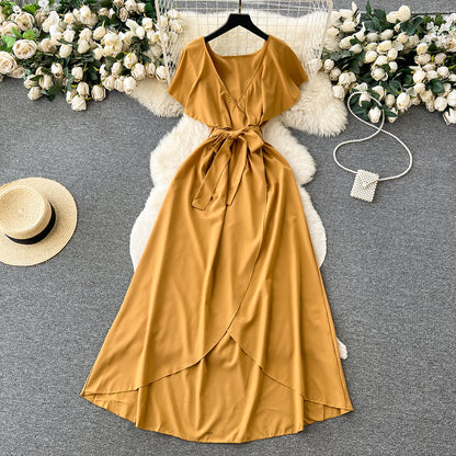 Süßes V-Ausschnitt-Kleid, A-Linien-Modekleid P262