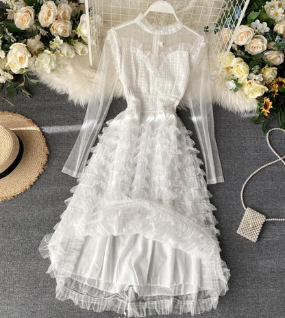 Elegantes A-Linien-Kleid mit langen Ärmeln P261