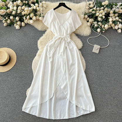 Süßes V-Ausschnitt-Kleid, A-Linien-Modekleid P262
